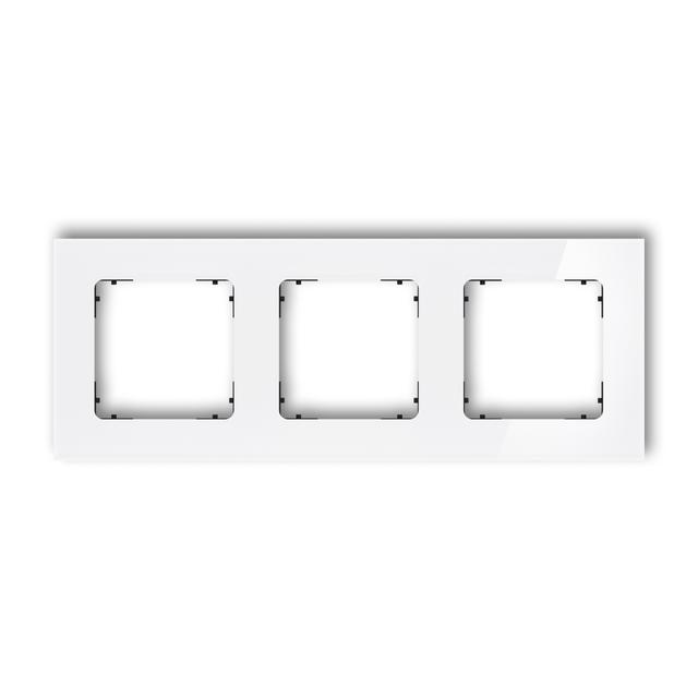 ICON Ramka uniwersalna potrójna kwadratowa - efekt szkła (ramka: biała; spód: czarny) biały