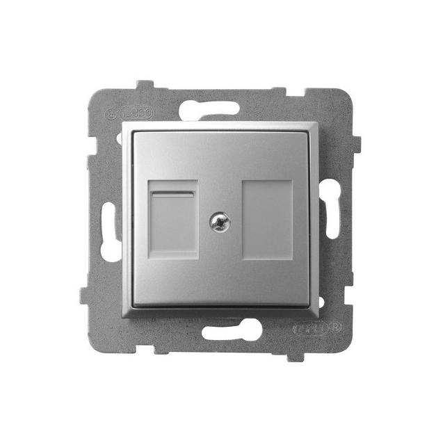 ARIA Obudowa gniazda pojedynczego z przesłoną typu Keystone prosta - kolor srebro