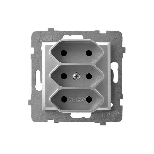 ARIA Gniazdo potrójne EURO - kolor srebro