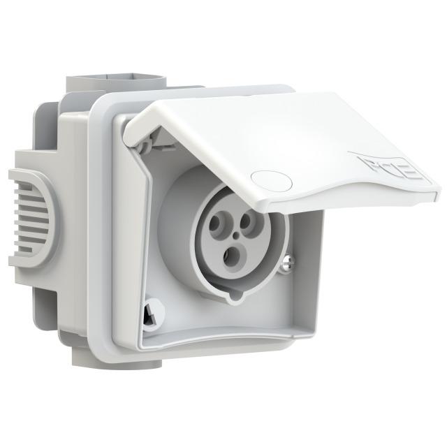 GNIAZDO ZABUDOWANE SERIA DESIGN IP44 gniazdo podtynkowe przelotowe 16A 2P+Z 230V 883-6v PCE
