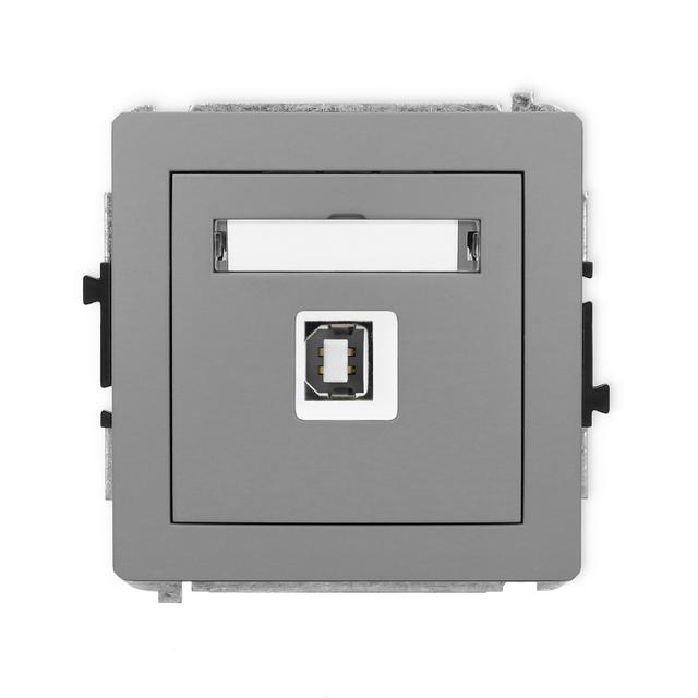 DECO Mechanizm gniazda pojedynczego USB A-B 2.0 szary mat