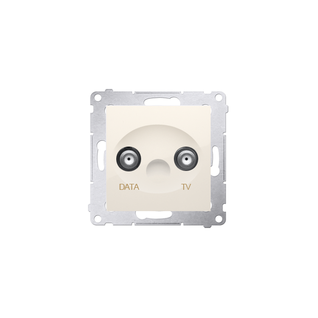 Simon 54 Gniazdo TV-DATA. Dwa porty wyjściowe typu Częstotliwość dla wejścia 5-1000 MHz kremowy