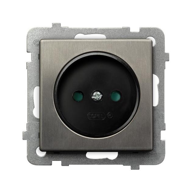 SONATA STAL INOX Gniazdo pojedyncze z przesłonami torów prądowych kolor stal inox GP-1RMP/m/37 OSPEL