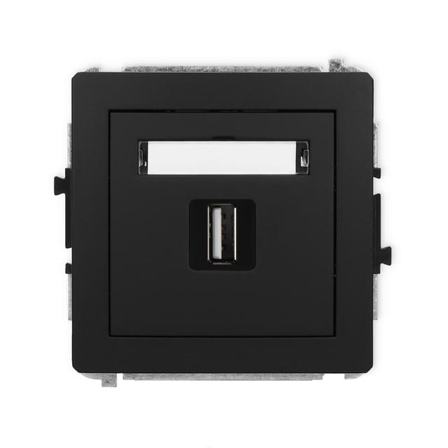 DECO Mechanizm gniazda pojedynczego USB A-A 2.0 czarny mat