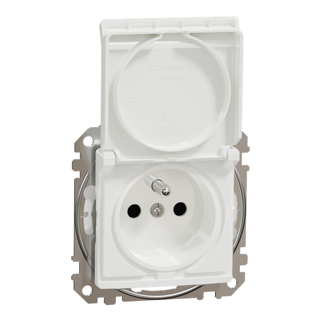 Sedna Design & Elements Gniazdo pojedyncze z uziemieniem z przesłonami IP44 białe SDD211013 SCHNEIDE