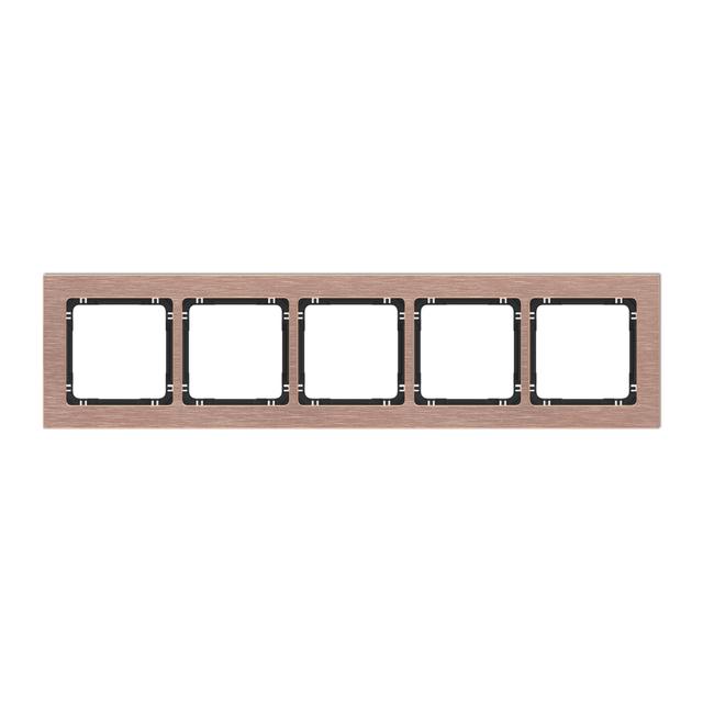 DECO Ramka uniwersalna pięciokrotna - aluminium szczotkowane (ramka: kolor miedziany; spód: czarny)
