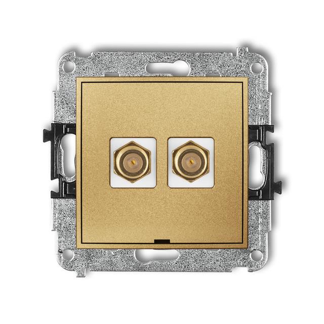 ICON Mechanizm gniazda antenowego podwójnego typu F (SAT) pozłacany, bez pola opisowego złoty