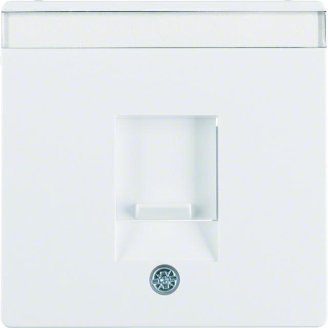 BERKER Q.x Płytka czołowa pojedyncza zasuwa chroniące przed kurzem pole opisowe biały aksamit 117060
