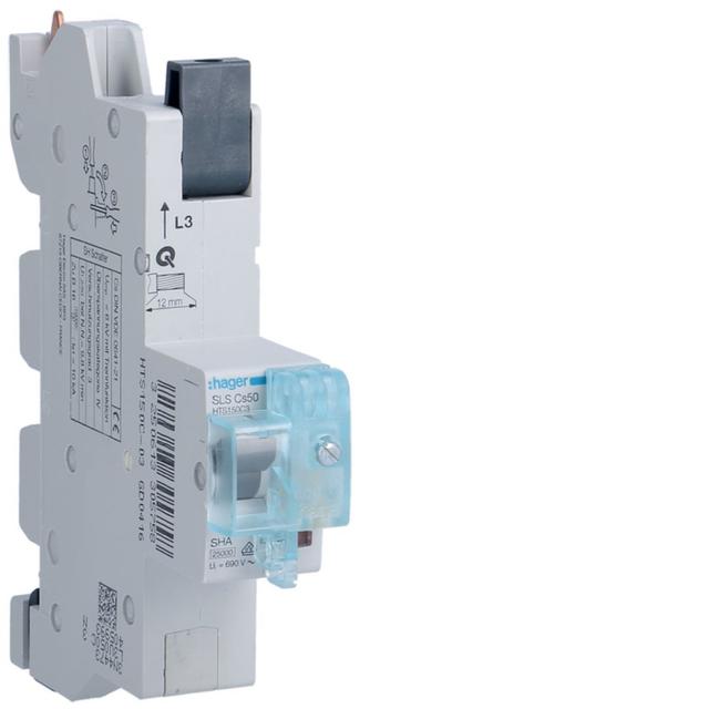 MCB SLS Wyłącznik nadprądowy selektywny 1P L3 Cs 50 A szyny Cu 40-12x5/10mm HTS150C3 HAGER