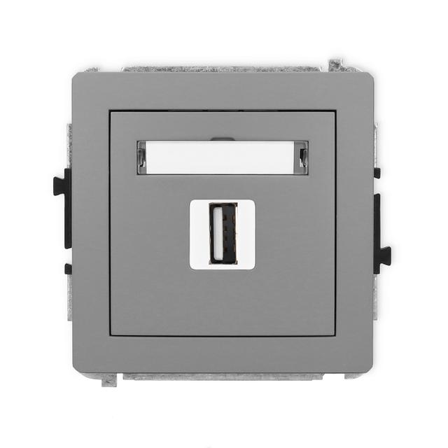 DECO Mechanizm gniazda pojedynczego USB A-A 2.0 szary mat