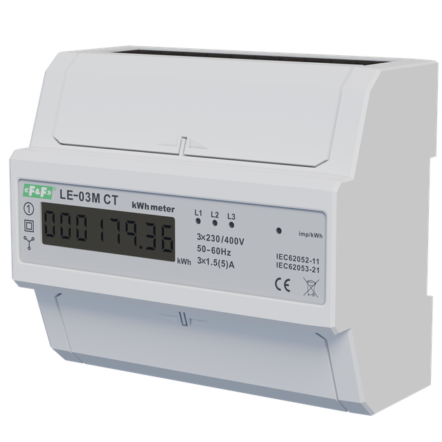 Licznik energii elektrycznej - trójfaz. z programowalną przekładnią RS-485 MODBUS LCD kl.1 LE-03M-CT F&F