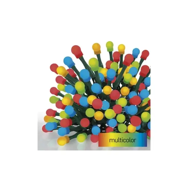 Lampki choinkowe 80 LED cherry 8m, multokolor, zielony przewód, IP44, timer