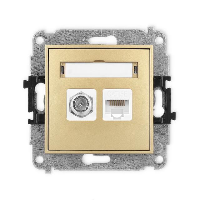 ICON Mechanizm gniazda antenowego poj. typu F (SAT) + gniazda komp. poj. 1xRJ45, kat. 5e, 8-stykowy