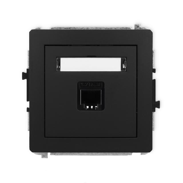 DECO Mechanizm gniazda telefonicznego pojedynczego 1xRJ11, 4-stykowy, beznarzędziowe czarny mat