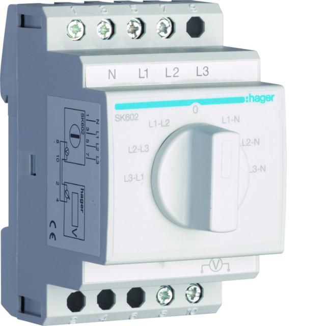 Przełącznik woltomierza 7-pozycyjny 400V 20A SK602 HAGER