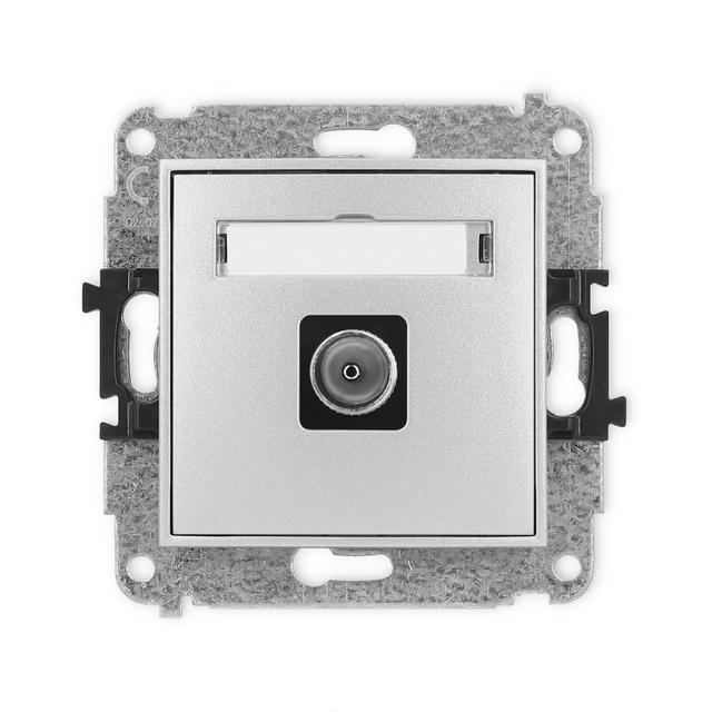 ICON Mechanizm gniazda antenowego pojedynczego TV srebrny metalik