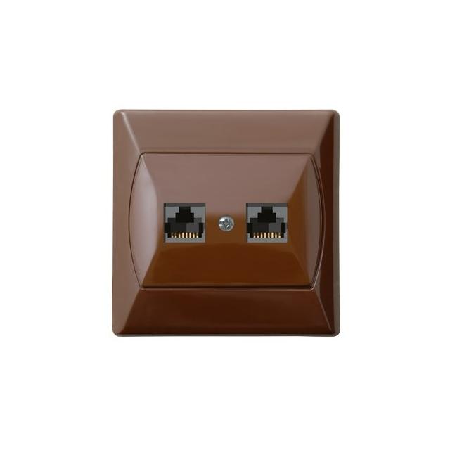 AKCENT Gniazdo komputerowe podwójne, kat. 5e MMC - kolor brązowy