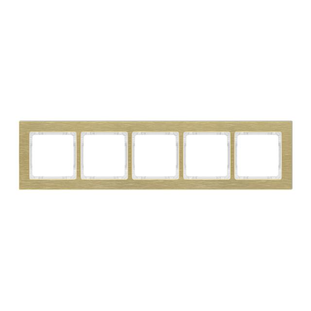 DECO Ramka uniwersalna pięciokrotna - aluminium szczotkowane (ramka: kolor mosiężny; spód: biały) mo