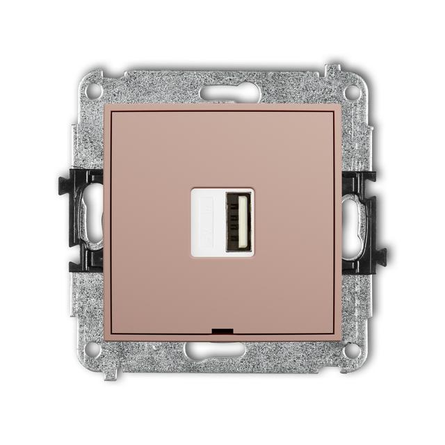 MINI Mechanizm ładowarki USB pojedynczej USB A, 5W max., 5V, 1A, bez pola opisowego łososiowy