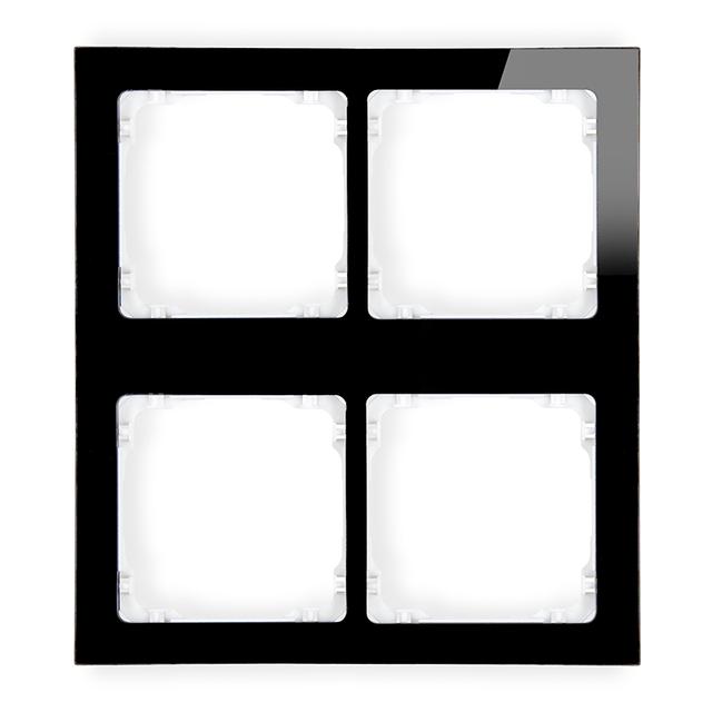 DECO Ramka modułowa 4 krotna (2 poziom, 2 pion) - efekt szkła (ramka czarna; spód biała)