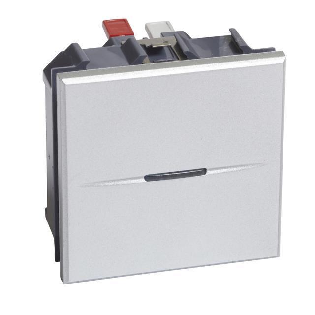 AXOLUTE - Przycisk jednobiegunowy NO 10A (zaciski automatyczne) 2 moduły AXIAL aluminium, Bticino