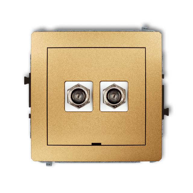 DECO Mechanizm gniazda antenowego podwójnego typu F (SAT) niklowany, bez pola opisowego złoty