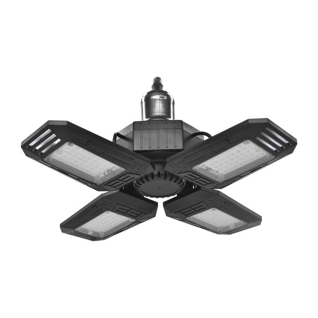 SYRIUSZ LED lampa warsztatowa składana 4-skrzydłowa, E27, 72W, 4000K, 6480lm