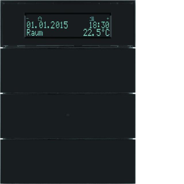 BERKER B.IQ Przycisk potrójny z regulatorem temperatury i wyświetlaczem szkło czarne 75663592 HAGER