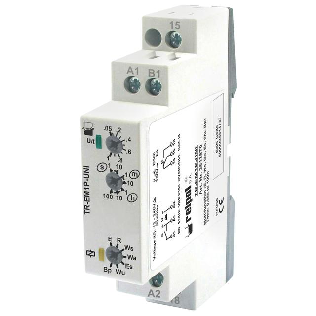 Przekaźnik czasowy 1P 8A 1sek‑100h 12‑240V AC/DC wielofunkcyjny TR‑EM1P‑UNI 2612870 RELPOL