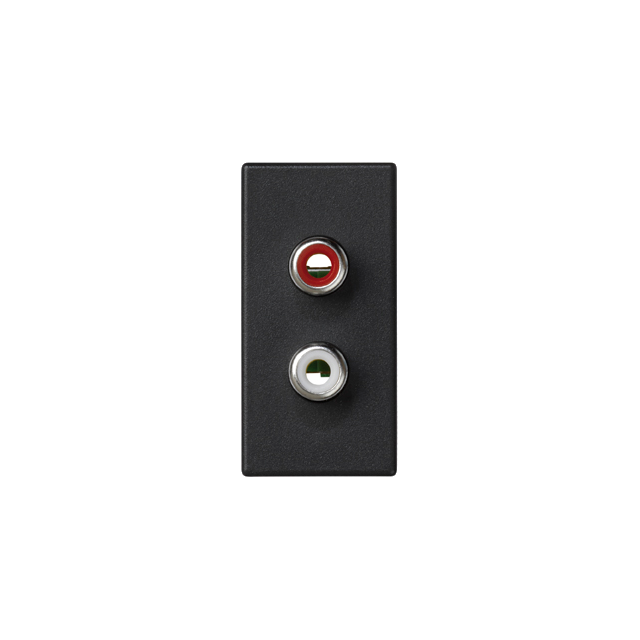 Simon Connect Płytka K45/2 złącz 2x RCA (CINCH) 225x45mm+wkłady z. śrub. szary grafit