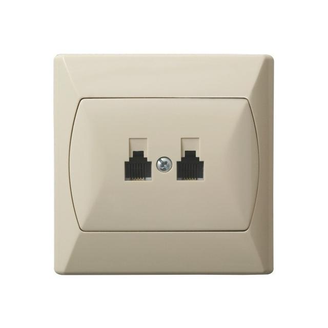 AKCENT Gniazdo telefoniczne podwójne równoległe - kolor beżowy