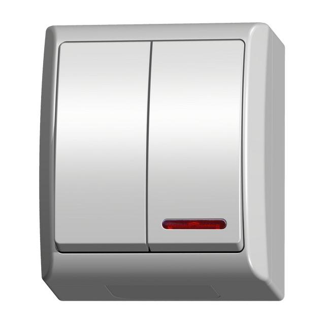 FALA Łącznik dwugrupowy świecznikowy z podświetleniem pomarańczowym - kolor biały