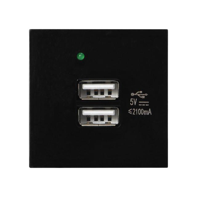 NOEN USB x 2 podwójny port modułowy 45x45mm z ładowarką USB 2,1A 5V DC czarny OR-GM-9010/B/USBX2 ORN