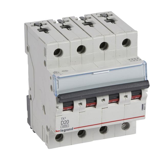 Wyłącznik Nadprądowy S 304 4P D20A 6kA TX3 403773 LEGRAND