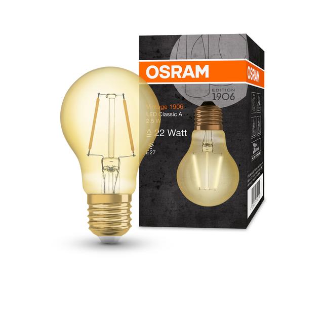 Żarówka LED Vintage 1906 LED CL A FIL GOLD 22 non-dim 2,5W/824 E27 4058075293199 LEDVANCE