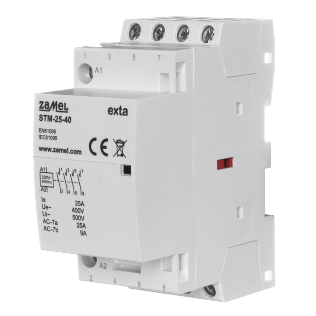 STYCZNIK MODUŁOWY INSTALACYJNY 25A, 4xNO, 230V AC, TYP: STM-25-40