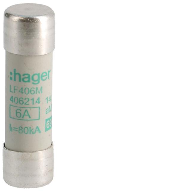 Wkładka bezpiecznikowa cylindryczna CH-14 14x51mm aM 6A 500VAC LF406M HAGER