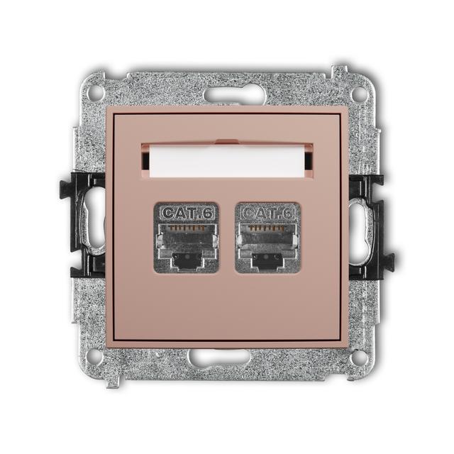 ICON Mechanizm gniazda komputerowego podwójnego 2xRJ45, kat. 6, ekranowany, 8-stykowy łososiowy
