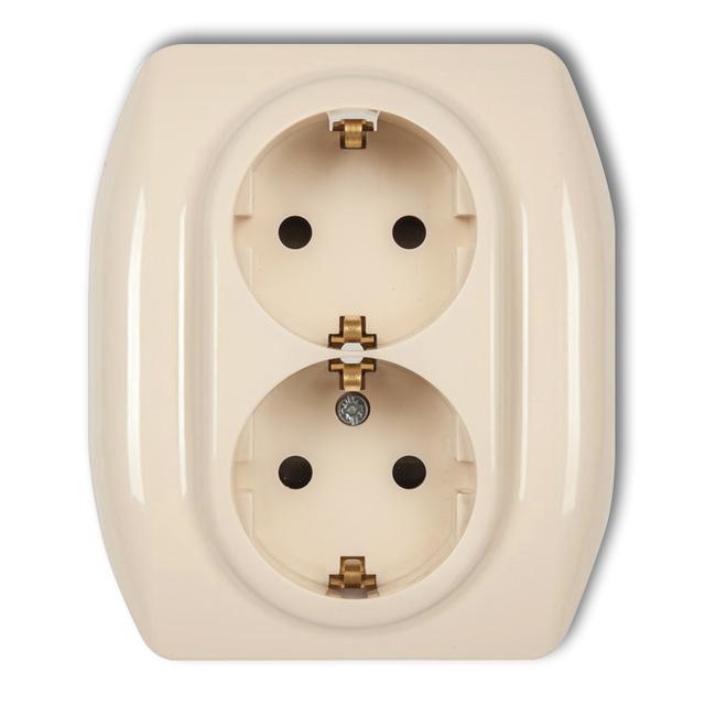 TREND Gniazdo podwójne z uziemieniem SCHUKO 2x(2P+Z) (przesłony torów prądowych) beżowy