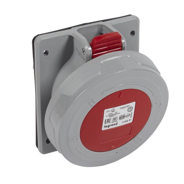 P17 TEMPRA PRO GNIAZDO TABLICOWE 32A 3P+Z 440V IP67 DLA KONTENERÓW CHŁODNICZYCH, Legrand