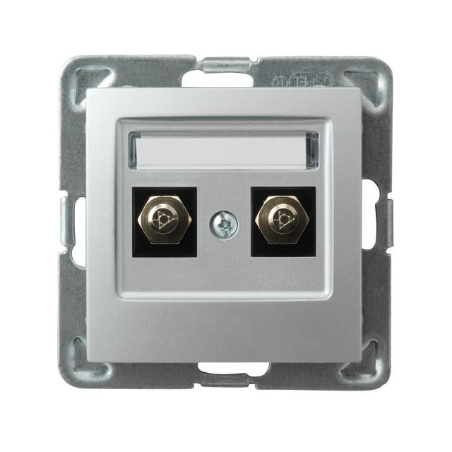 IMPRESJA Gniazdo ekwipotencjalne podwójne - kolor srebro