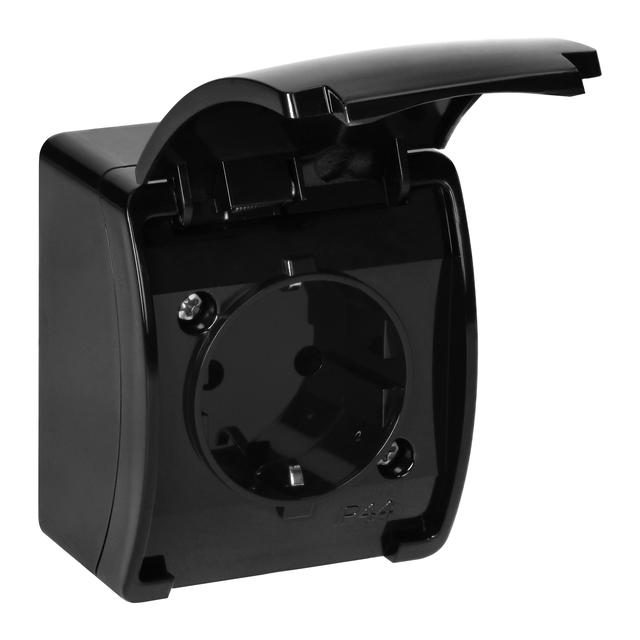 Gniazdo pojedyncze 2P+Z Schuko AQUATIC IP44 czarny OR-OE-7105(GS)/B ORNO