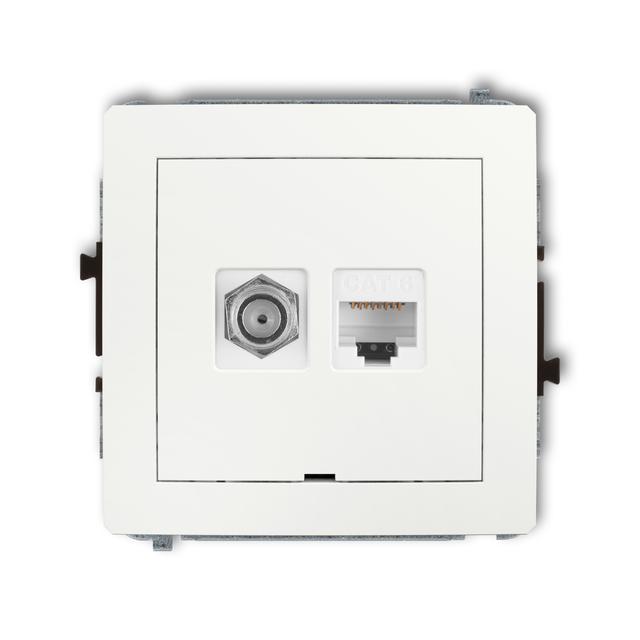 DECO Mechanizm gniazda antenowego poj. typu F (SAT) + gniazda komp. poj. 1xRJ45, kat. 6, 8-stykowy,