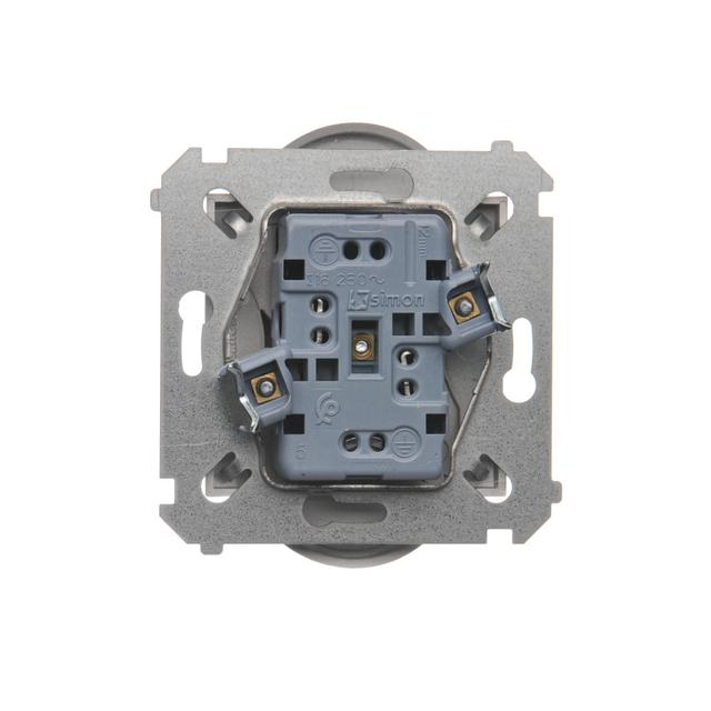 Simon 54 Gniazdo podwójne z/u z przesłonami 16A z. śrub. srebrny mat