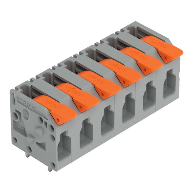 Złączka do płytek drukowanych dźwignia 4mm2 RM 7,5mm 6-bieg szara /45szt./ 2604-1306 WAGO