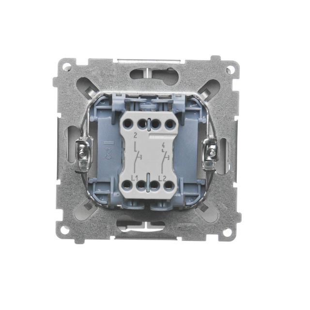 Simon Basic Przycisk podwójny zwierny dwuobwodowy: 2 wejścia 2 wyjścia 16A szybkozłączka satynowy