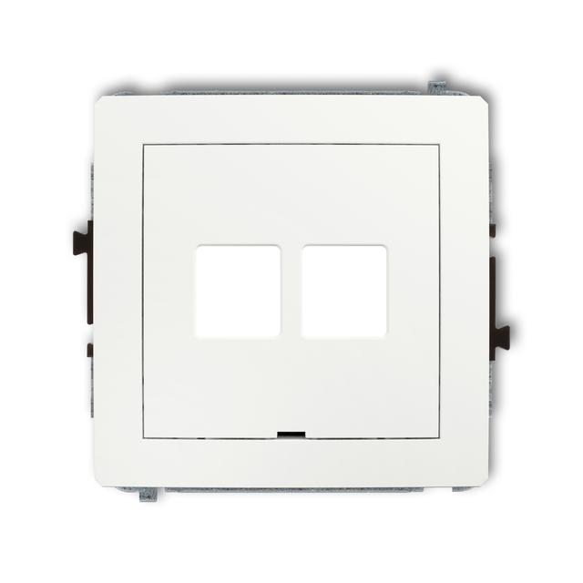 DECO Gniazdo antenowe multimedialne podwójne bez modułu, bez pola opisowego (standard Keystone) biały mat 25DGMBO-2P KARLIK