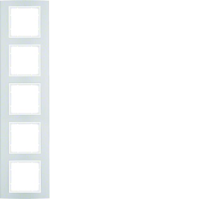 BERKER B.3 Ramka pięciokrotna aluminium/biała 10153904 HAGER