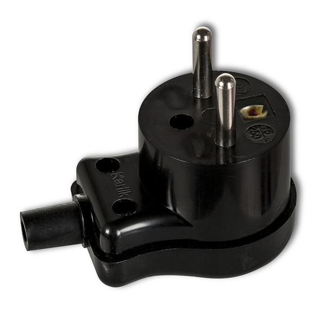 Wtyczka kątowa z uziemieniem, skręcana czarna