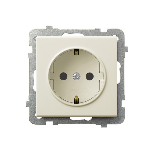 SONATA Gniazdo pojedyncze z uziemieniem schuko kolor ecru GP-1RS/m/27 OSPEL